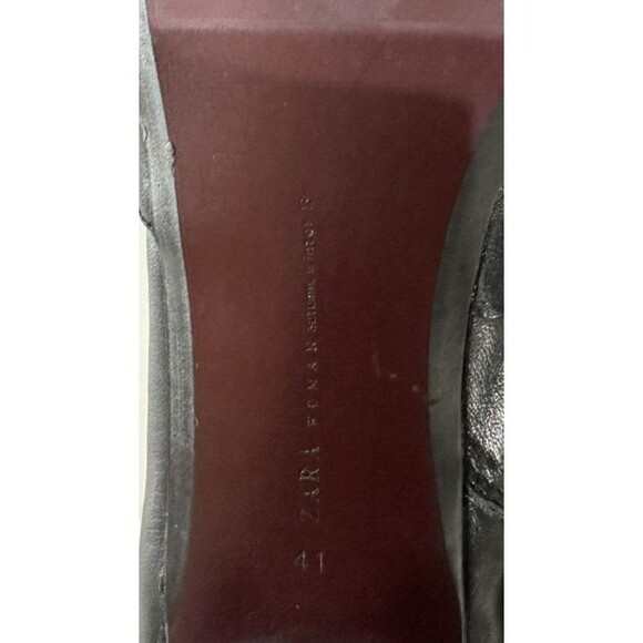 Zara Women size 41 US 10 black leather knee high block heeled boots - Picture 10 of 11